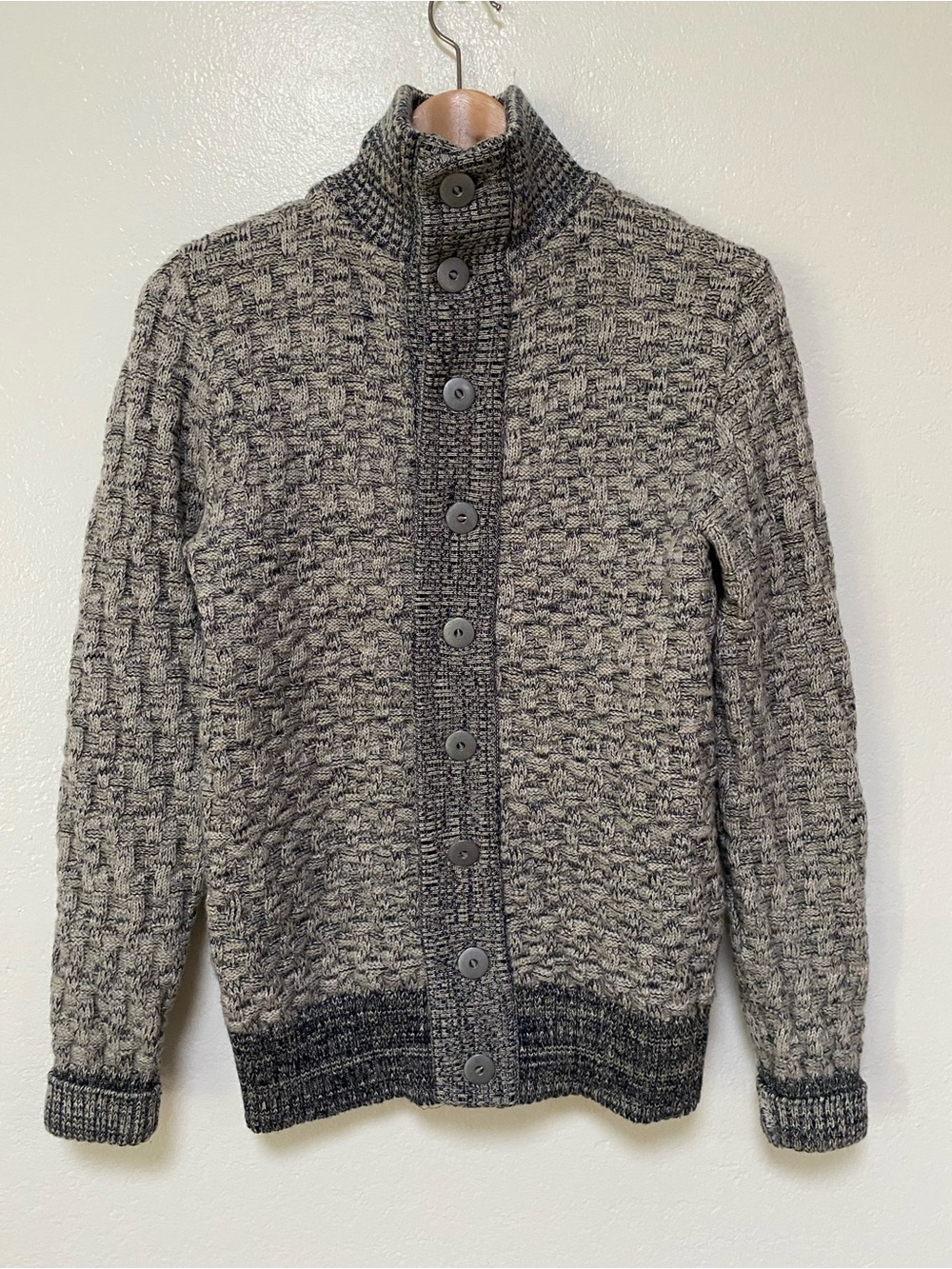 SNS Herning Stark Cardigan Sweater Button Up Basketweave Wool
